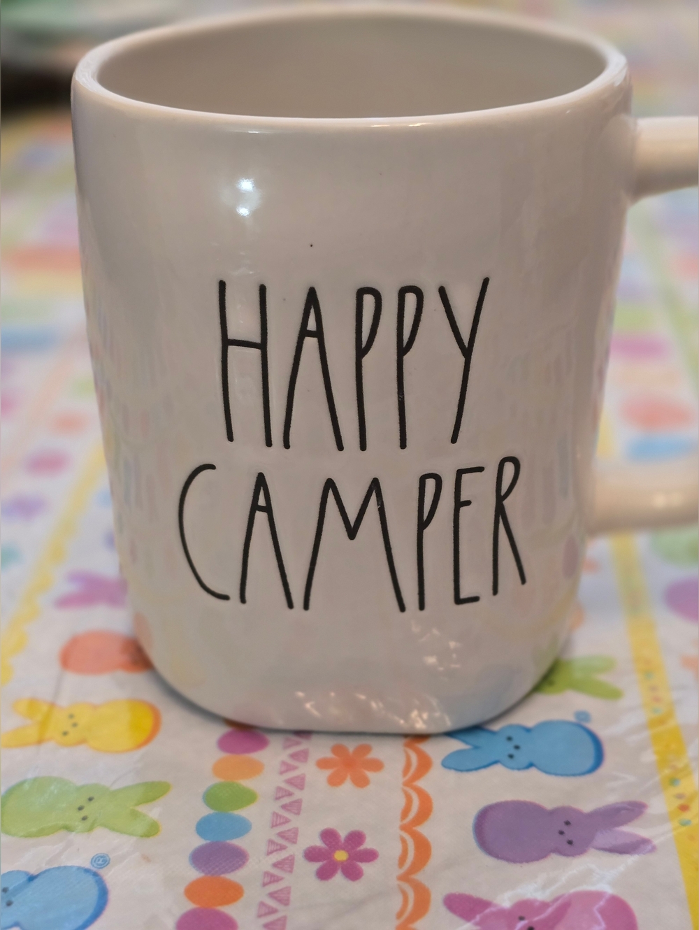 Rae Dunn White 'HAPPY CAMPER' Ceramic Mug